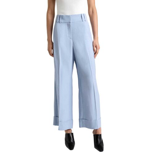 Cue Ice Blue Viscose Blend Cropped Cuff Pant